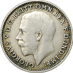 Монета 3 пенса 1922 Великобритания