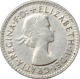Монета 3 пенса 1955 Австралия