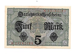 Банкнота 5 марок 1917 Германия Германская Империя