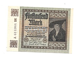 Банкнота 5000 марок 1922 Германия Веймарская республика