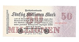 Банкнота 50000000 марок 1923 (50 миллионов) Германия Веймарская республика