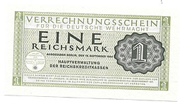 Банкнота 1 марка 1944 Военные деньги Вермахта Германия Третий Рейх