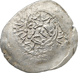 Монета Денга (чешуя) 1389-1425 Василий Дмитриевич Шестилепестковая розетка НСВК
