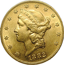 Монета 20 долларов 1882 S - Сан-Франциско США