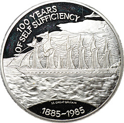 Монета 25 фунтов 1985 100 лет Независимости Фолклендские острова