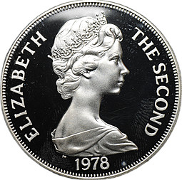 Монета 1 крона 1978 25 лет коронации Королевы Елизаветы II серебро Остров Вознесения