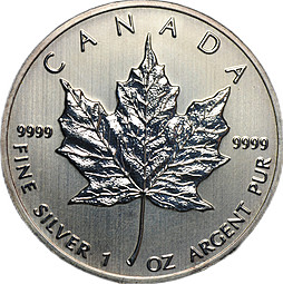 Монета 5 долларов 2013 Кленовый лист Канада