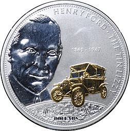 Монета 10 долларов 2008 Генри Форд Острова Кука