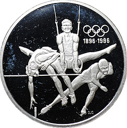 Монета 15 долларов 1992 100 лет Олимпийским играм спортсмены Канада