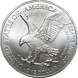 Монета 1 доллар 2021 W Американский серебряный орёл с дубовой веткой США