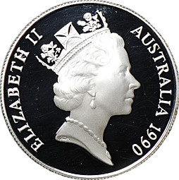 Монета 10 долларов 1990 Какаду Австралия