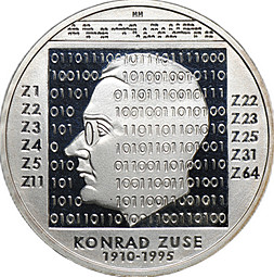 Монета 10 евро 2010 100 лет со дня рождения Конрада Цузе Германия