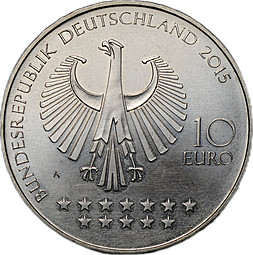 Монета 10 евро 2015 200 лет со дня рождения Отто фон Бисмарка медно-никелевая Германия