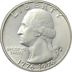 Монета 1/4 доллара (квотер) 1976 S 200 лет независимости США США