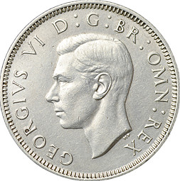 Монета 1 шиллинг 1940 Английский шиллинг - лев, стоящий на короне Великобритания