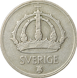 Монета 50 эре 1948 Швеция