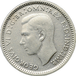 Монета 3 пенса 1944 Австралия