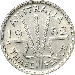 Монета 3 пенса 1962 Австралия