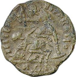 Монета Фоллис Констанций II (337-361) Солдат пронзает всадника Римская Империя