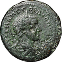 Монета 3 ассария 241-243 Гордиан III (238-244) Немезида, чекан Адрианополис Фракия