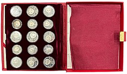 Набор Олимпиада 80 в Москве 5, 10 рублей 1977-1980 28 монет серебро PROOF в оригинальной коробке