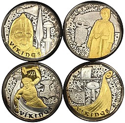 Набор 10 динар (динеров) 2008 Викинги Андорра 4 монеты