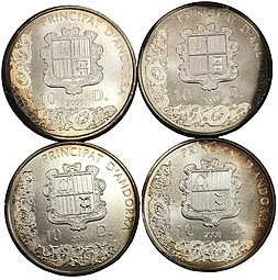 Набор 10 динар (динеров) 2008 Викинги Андорра 4 монеты