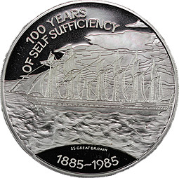 Монета 25 фунтов 1985 100 лет Независимости Фолклендские острова
