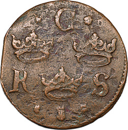 Монета 1/4 эре 1635 Швеция