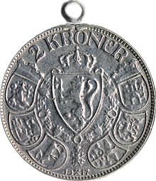 Монета 2 кроны 1917 Норвегия