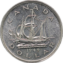 Монета 1 доллар 1949 Вхождение Ньюфаундленда в состав Канады Канада