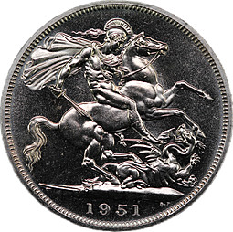 Монета 5 шиллингов 1951 Британский фестиваль Великобритания