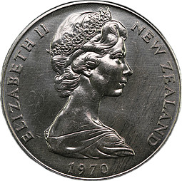 Монета 1 доллар 1970 Гора Кука Новая Зеландия