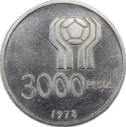 Монета 3000 песо 1978 Чемпионат мира по футболу, Аргентина 1978 Аргентина