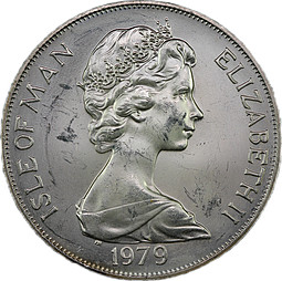 Монета 1 крона 1979 1000 лет Тинвальду - Ост-индский корабль Остров Мэн