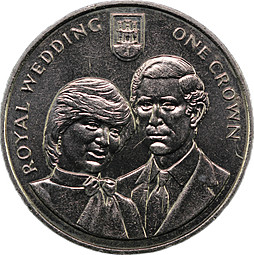 Монета 1 крона 1981 Свадьба Принца Чарльза и Леди Дианы Гибралтар