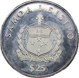 Монета 25 тала 1986 Кон-Тики Самоа