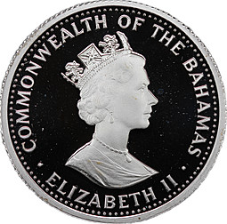 Монета 10 долларов 1988 Открытие Нового Света - Христофор Колумб Багамы