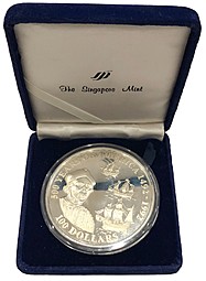 Монета 100 долларов 1992 500 лет открытию Америки - Христофор Колумб Острова Кука