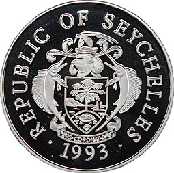 Монета 25 рупий 1993 Первая высадка французов Сейшелы