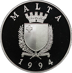 Монета 5 лир 1994 Парусник Valletta Мальта