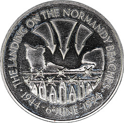 Монета 50 пенсов 1994 50 лет высадке в Нормандии 6 июня Острова Святой Елены и Вознесения
