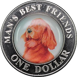 Монета 1 доллар 2003 Лучшие друзья человека Красный Сеттер Острова Кука
