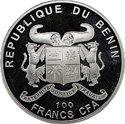 Монета 100 франков 2011 Роза Бенин