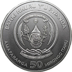 Монета 50 франков 2016 Сурикат Руанда
