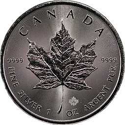 Монета 5 долларов 2017 Кленовый лист Канада