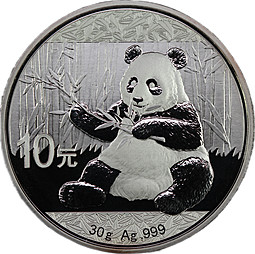 Монета 10 юаней 2017 Панда Китай