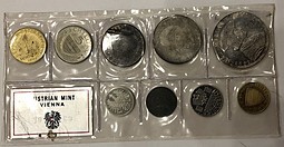 Набор монет 2,5,10,50 грошей 1,5,10,25,50 шиллингов 1969 Максимилиан I PROOF Австрия