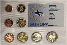 Набор монет 10, 20, 50 центов и 1, 2 евро 2006 UNC Финляндия