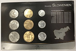 Набор монет 10, 20, 50 стотинов 1, 2, 5, 10, 20, 50 толариев 1996-2005 Словения